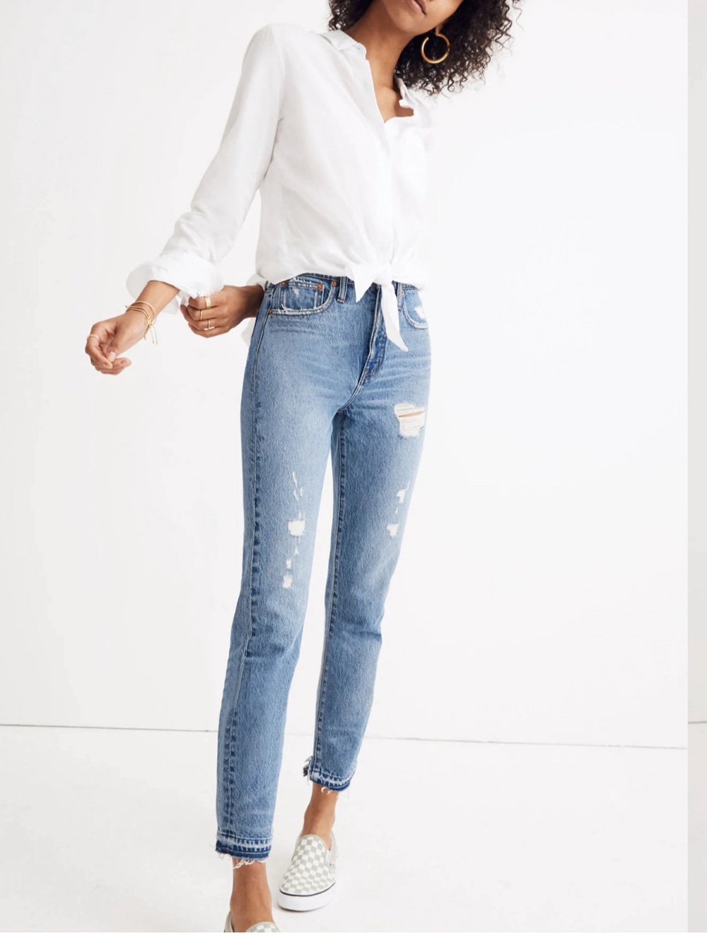 Madewell White Tie-Front shirt size small